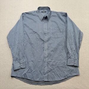 Fred Perry Button Down Shirt Men's 2XL Blue Striped Long Sleeve Cotton Designer